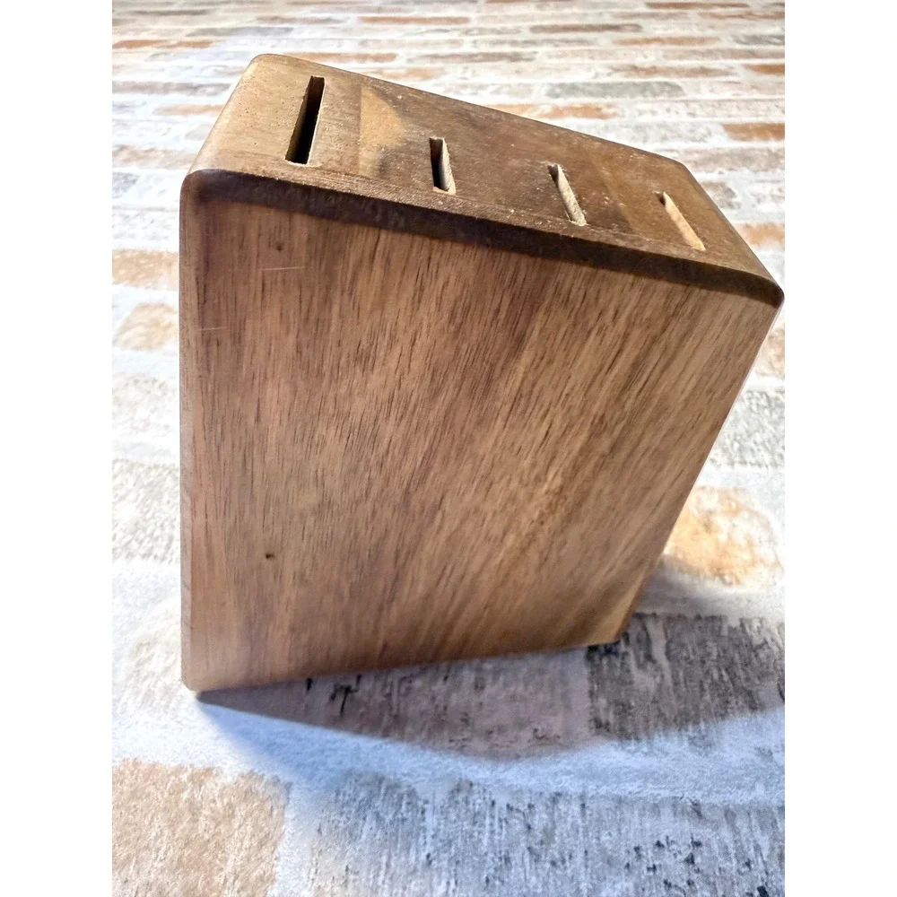 The Pioneer Woman Acacia Wood Knife Block Floral 4 Slot Universal Holder
